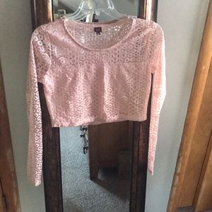 Long Sleeve Pink Crop Top.